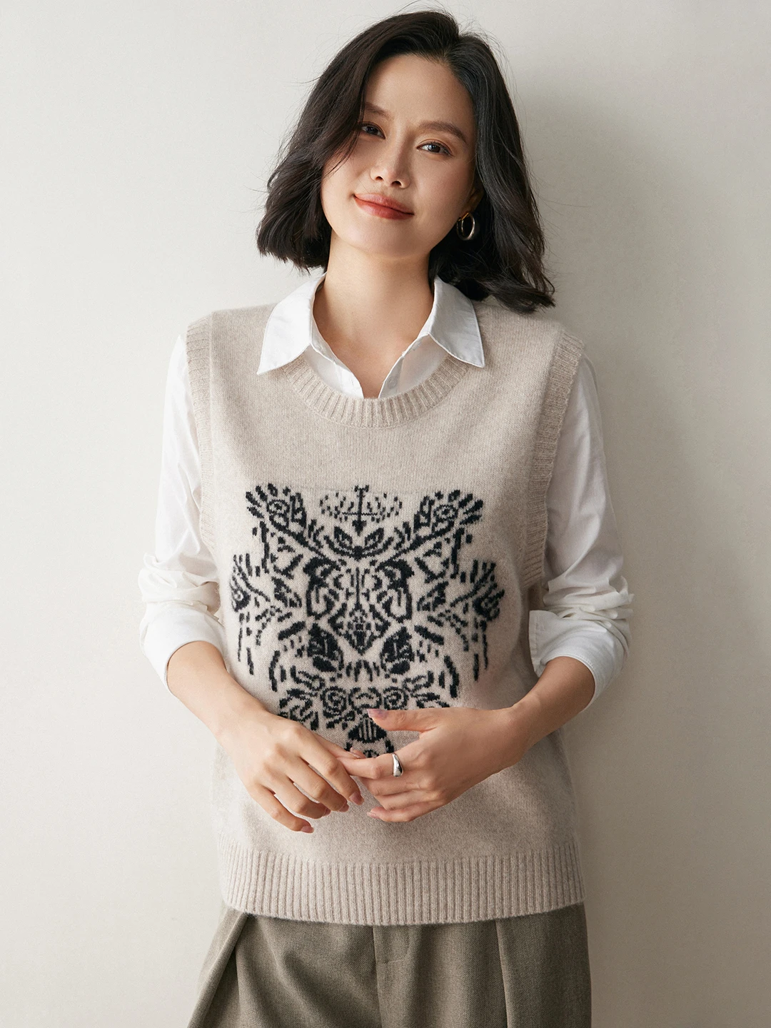 2025, neuer Damen-Kamerer-Pullover, rund, gestrickt, Weste, lockerer Oulder-Pullover, Wärme, Thermo-Herbstsaison, Soli...