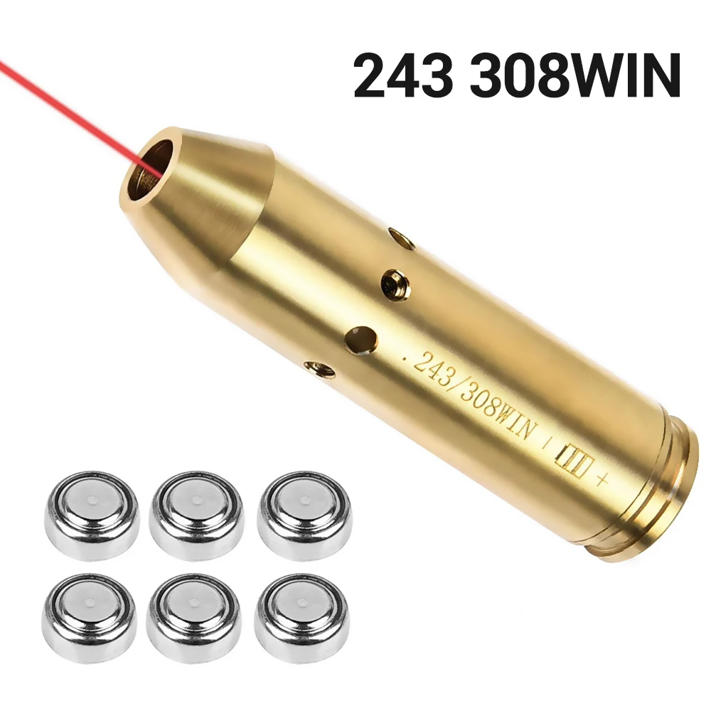 243 308WIN Прицел Тактический Red Dot Boresighter Красный лазерный прицел с батарейками Прицел с нуля Коллиматорный картридж Boresighter