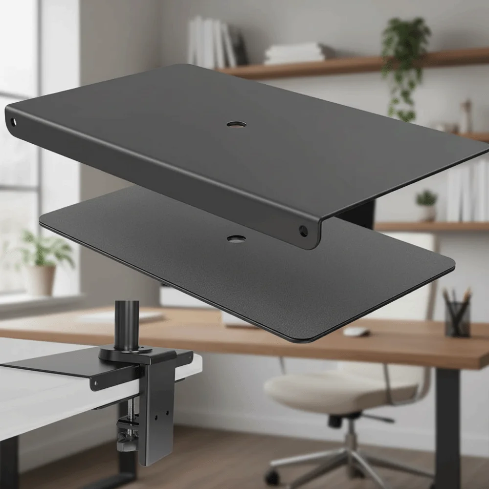 Thin Table Top Monitor Mount Reinforcement Plate Punch-Free Expandable Reinforcement Bracket Plate Carbon Steel Desktop Mount