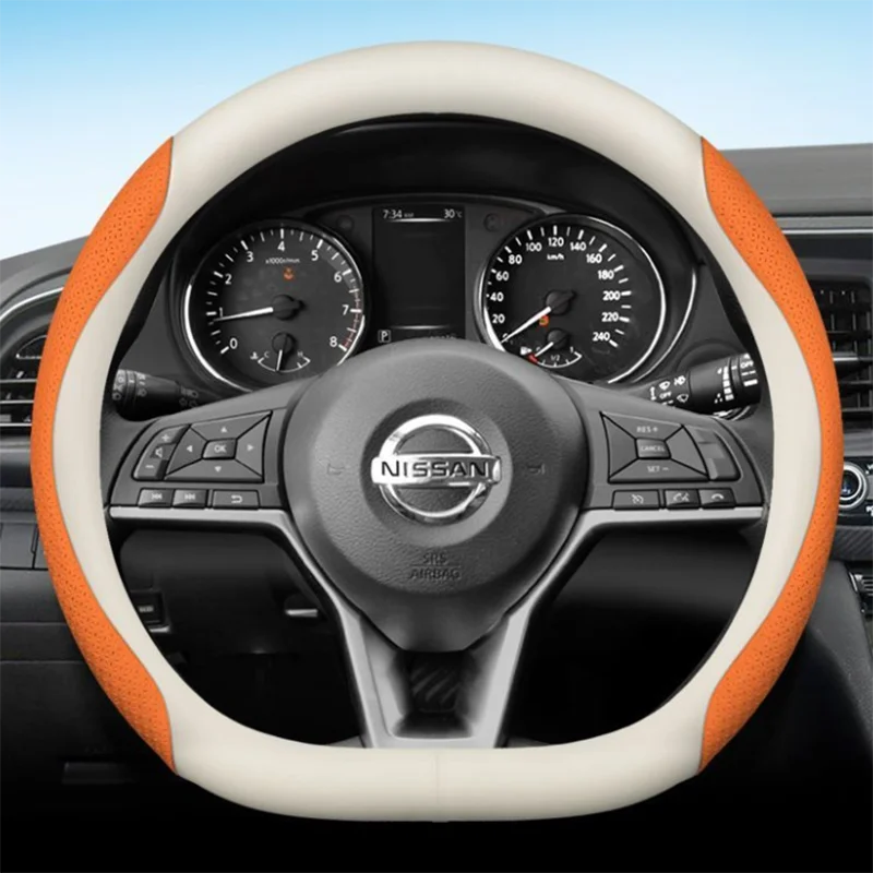 Leather Car Steering Wheel Cover For Nissan DAYZ D22 350Z Livina Sentra Versa Skyline 2012 - 2015 2016 - 2024 Car Accessories