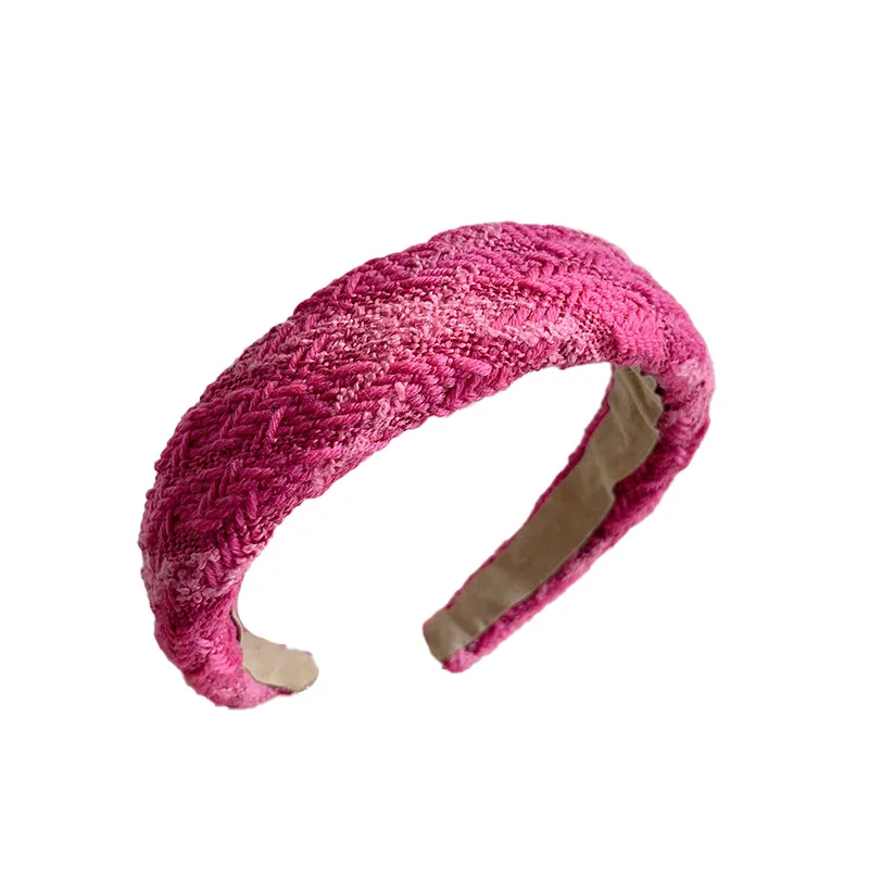 Vintage Fragrant Style High Grade Knitted Hair hoop High Head Top Wide Edge Headband Versatile Fashion Sponge Hair Band Women