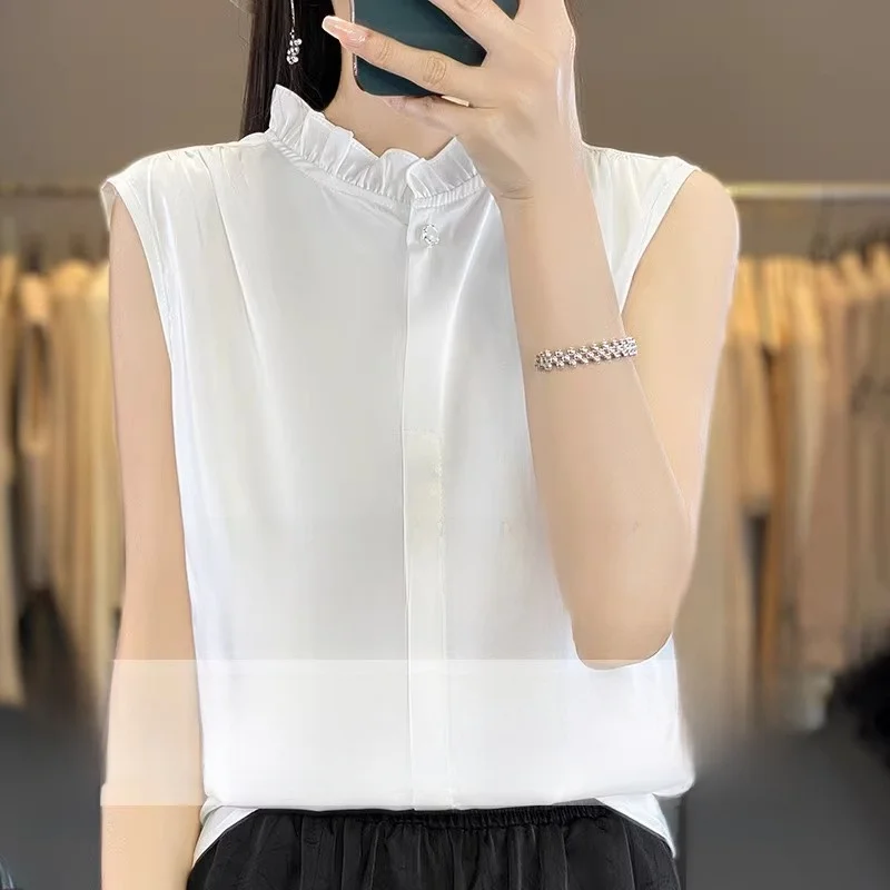 

Китайский Sle Svel Silk irt, женские атласные наушники с воротником-ушанкой, топ, модный свободный крой, цвет, универсальный irt