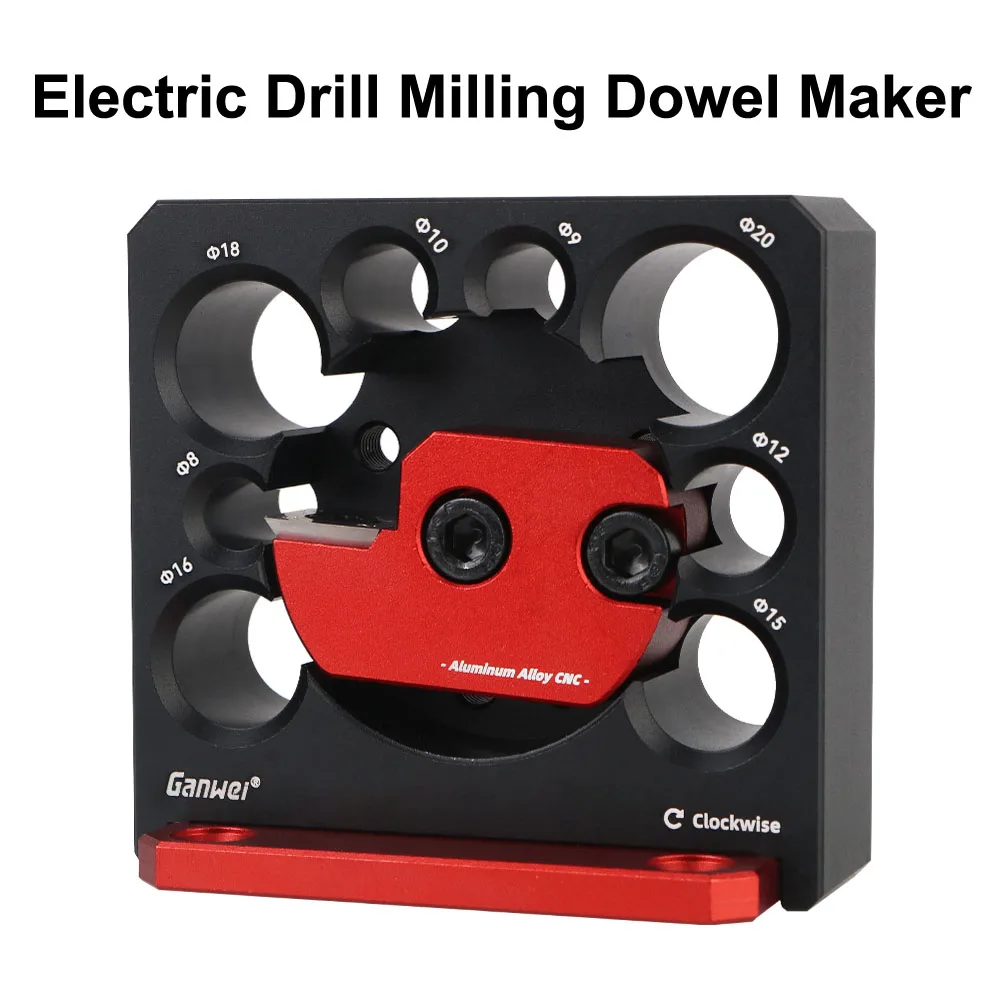 Electric Drill Milling Device Wooden Round Rod Planer Woodworking Tools CNC 8 Holes Dowel Maker Jig Kit 8mm-20mm Adjustable