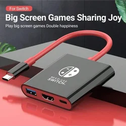 Switch Dock HDMI 4K USB 3.0 Hub Adapter USB C Splitter TV Portable Docking Station for Nintendo Laptops PC iPad MacBook Air Pro