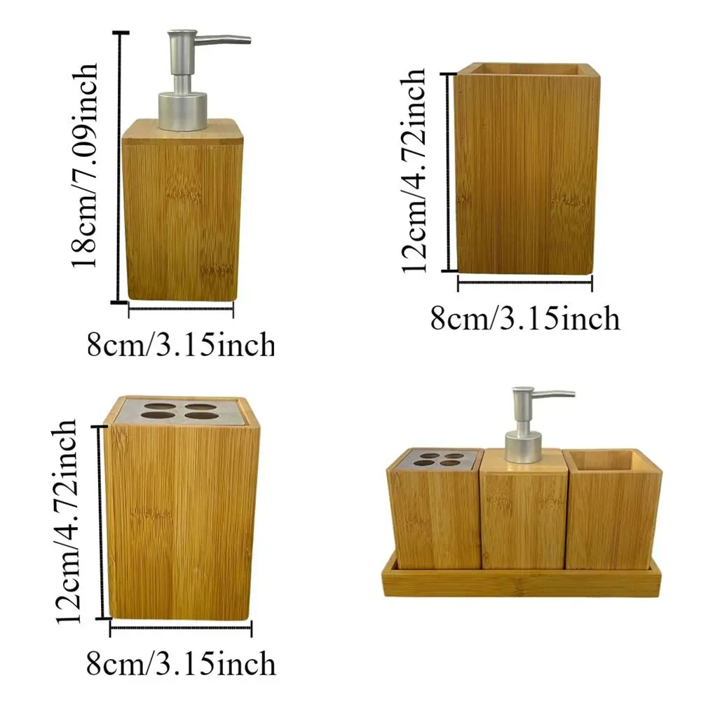 مجموعة صناديق تخزين حمام الخيزران بسيطة فارغة مضخة الضغط زجاجات محلول سعة كبيرة قابلة لإعادة الاستخدام الحمام غسول الفم كوب النساء #6