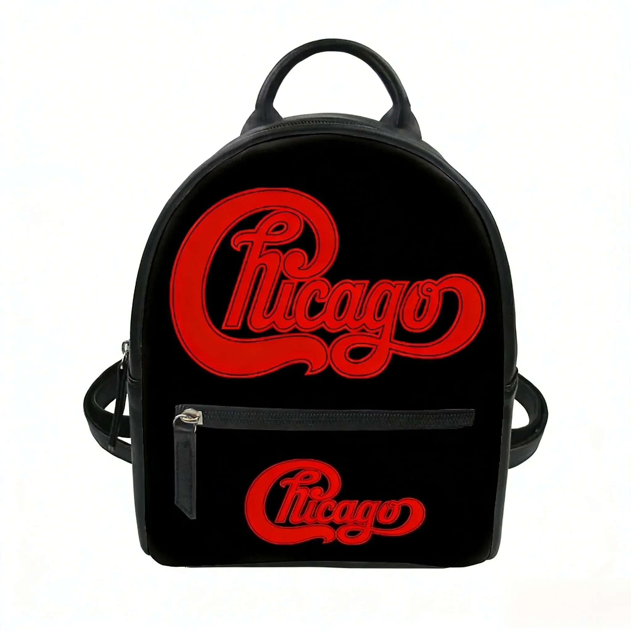 

Рюкзак-сумка Chicago Band Custom для женщин, винтажный, в стиле рок, школьный ранец, двойная наплечная сумка, мини-рюкзак, кожаная дорожная сумка