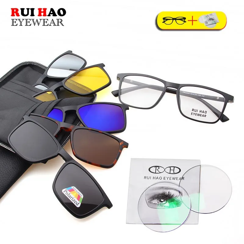 

5 Clip on Sunglasses With Glasses Frame Customer Prescription Lenses Recipe Eyeglasses Frame Spectacles Men 2249