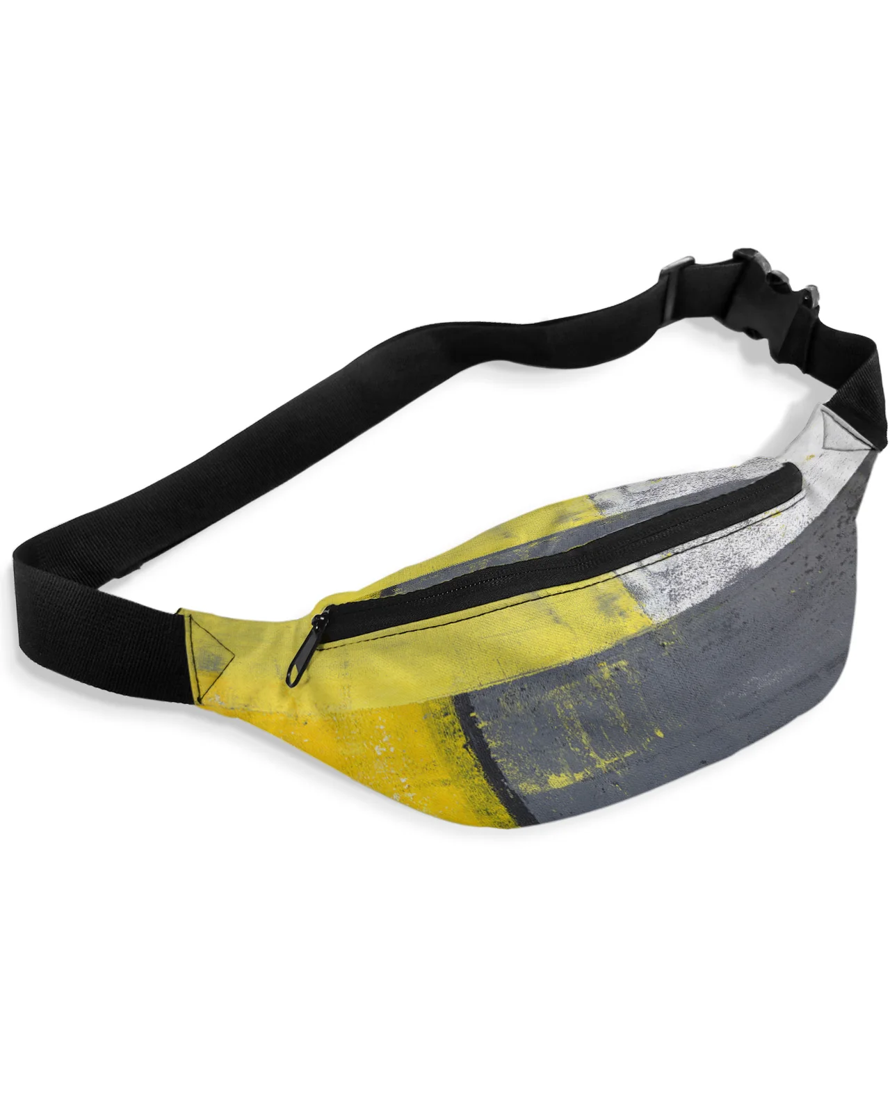 Oil Painting Style Abstract Geometric Yellow Men Women Waist Bag Fanny Pack Belt Bag Wallet Pouch Waterproof Banana Hip Bags