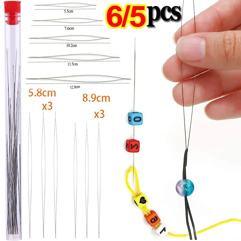 5/6Pcs Open Beaded Needle Traction Pins Lazy Portable DIY Jewelry Tool Making Tools Handmade Beaded Threading Pin Equipments