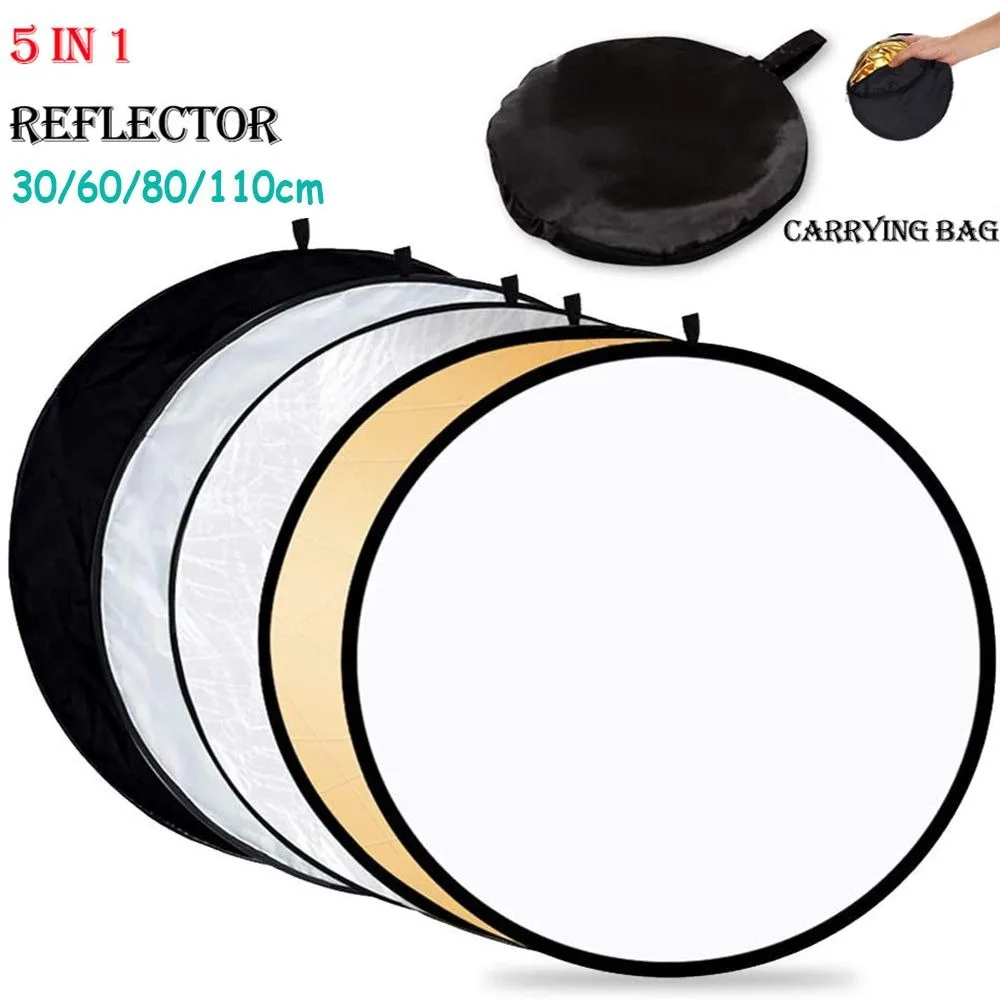 New Portable 2/5in1 Photography Reflector Collapsible Round Light Diffuser Outdoor Soft Light Polishing Plate Photo Studio