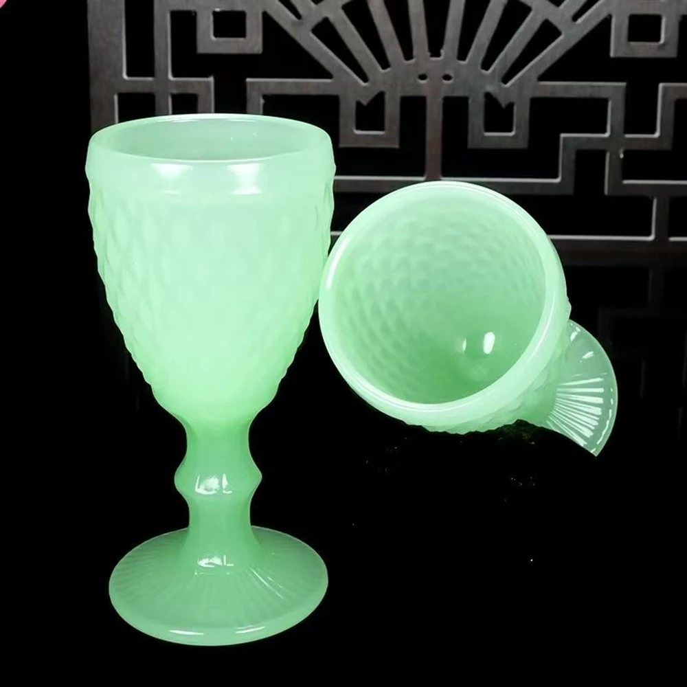 Vintage glazed jade wine glass, Household small liquor glass, Natural ore goblet Sake glass, Health wine set for home,  50ml