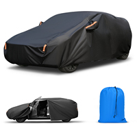 Car Cover Full Exterior Black Auto Cover Sunshade Dustproof Protection With Reflective Strips Universal For Hatchback Sedan SUV