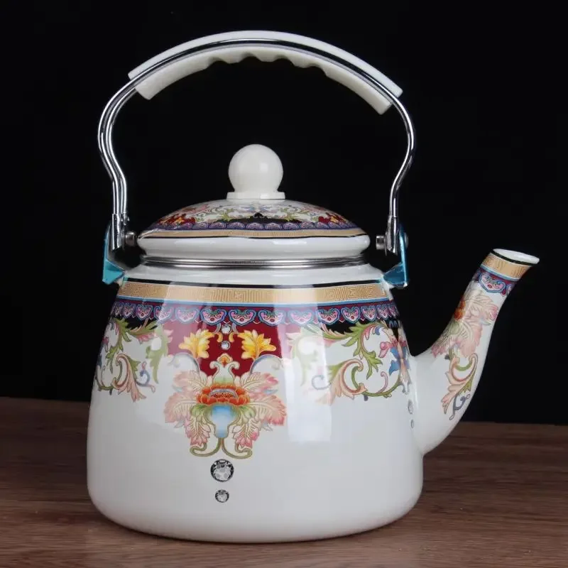 إبريق شاي بالمينا مع فلتر وتحريض وغاز متوافق ، مثالي للعائلات والمطاعم الكبيرة ، 3.3L