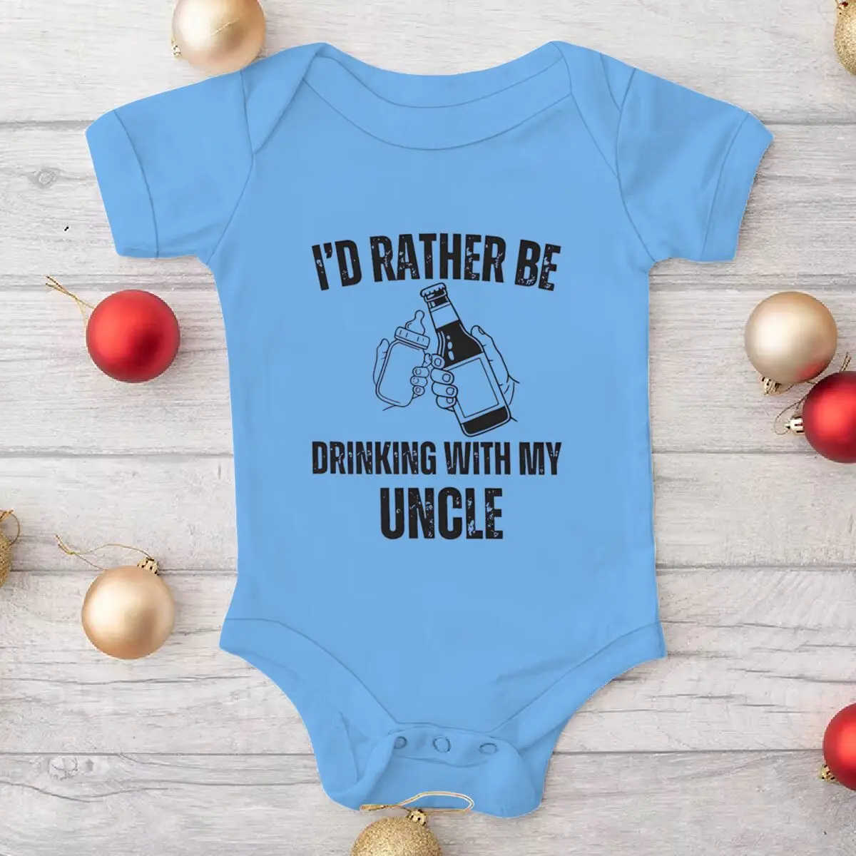 أفضل أن أشرب مع العم الخاص بي طقم قطعة واحدة مضحك العم الطفل ارتداءها قصيرة الأكمام القطن الوليد فتاة الصبي داخلية