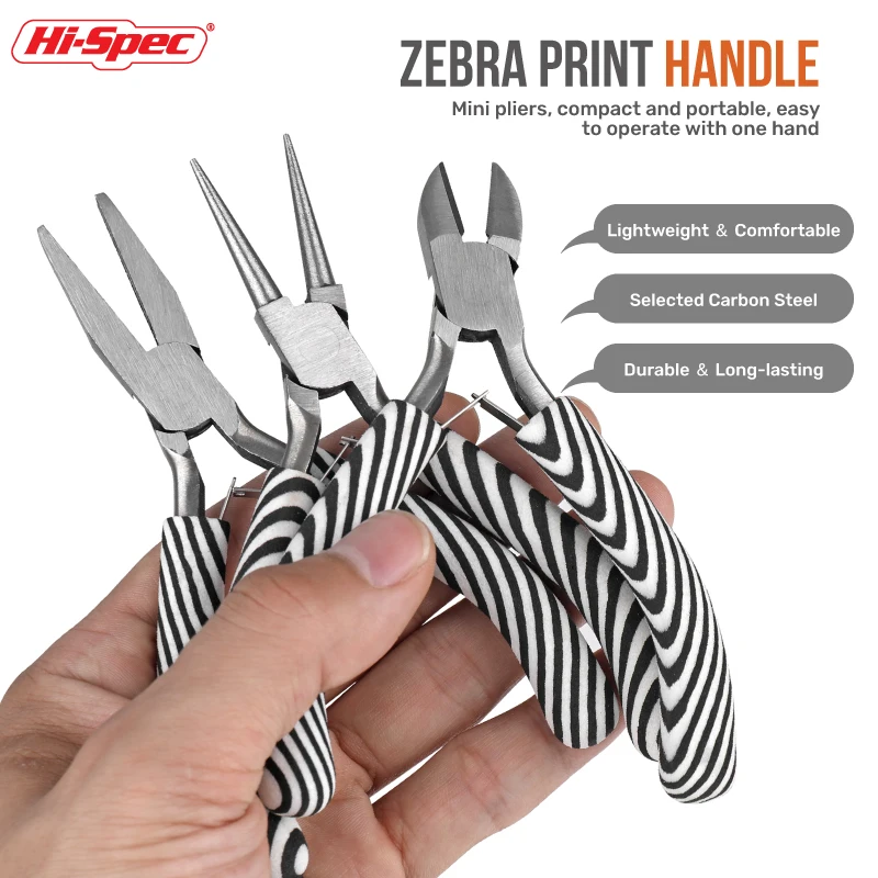 Hi-spec Zebra Print DIY Jewelry Accessories Tool Set Mini Pliers Tweezers Craftsmanship Zebra Pattern Handle Household Tools