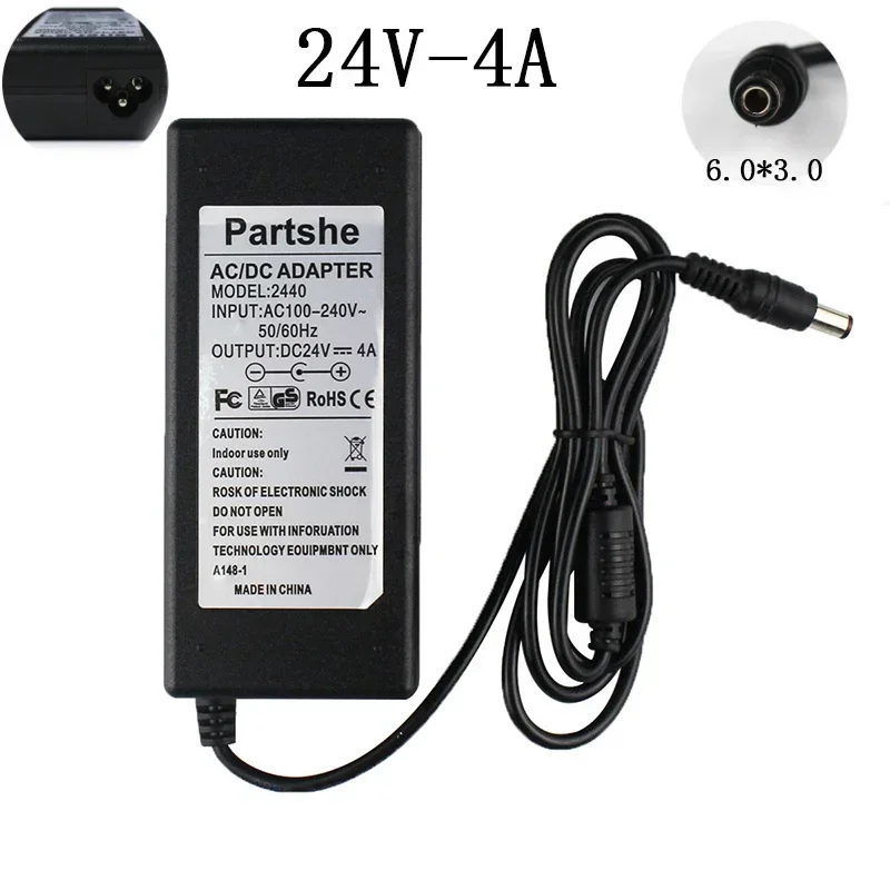 New 24V 4A 6.0*3.0mm AC/DC Adapter For Zebra HC100 P110i.P120i ZXP Series 3C Thermal Label Printer