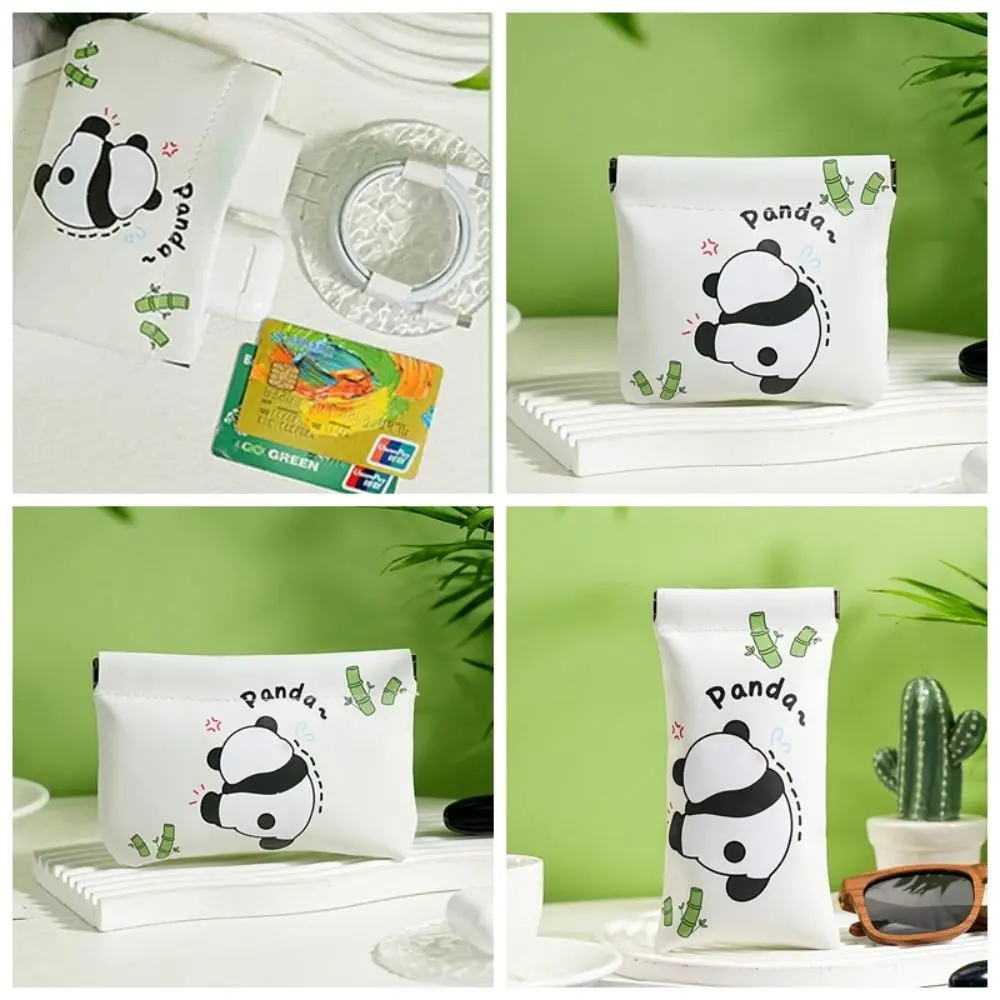 

Pu Leather Mini Cosmetic Bag Panda Leaf Spring Bag Glasses Bag Travel Supplies Jewelry Storage Bag Lipstick Storage Bag Travel