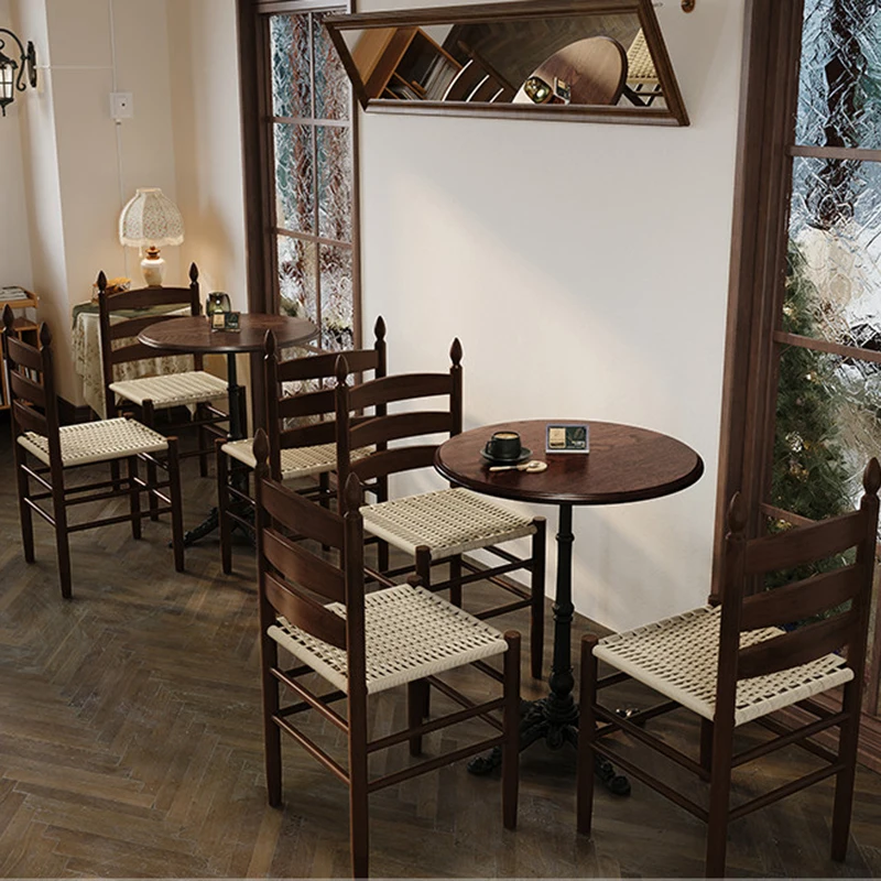 Nordic Retro Coffee Table and Chair Set Mid-Century Style Designed Restaurant Wood Coffee Table Bakery Commercial Furniture FYCT
