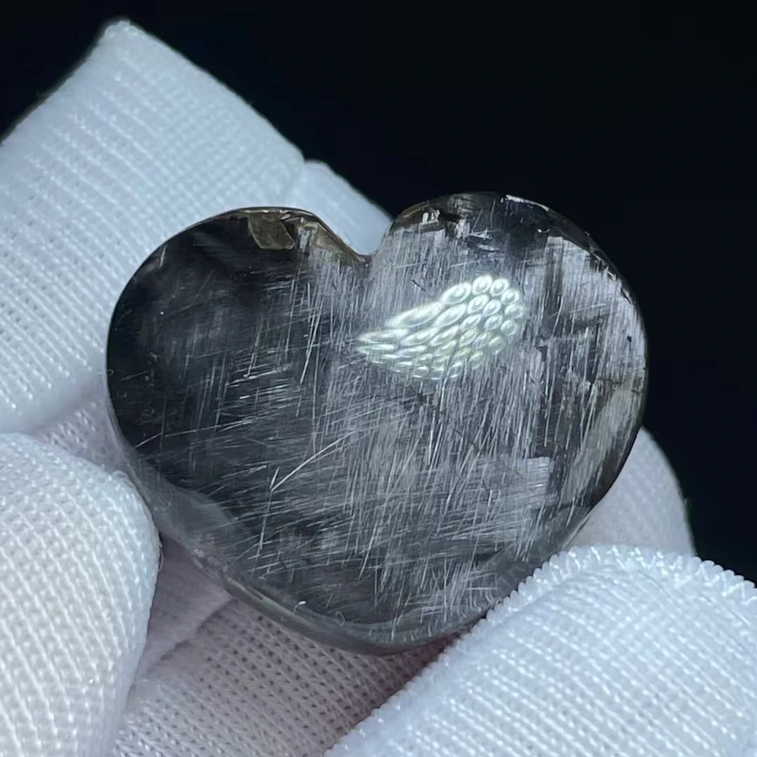 

Natural Brookite Platinum Black Rutilated Quartz Pendant 20*17*10mm Heart Women Men Bead Jewelry Fashion AAAAAA