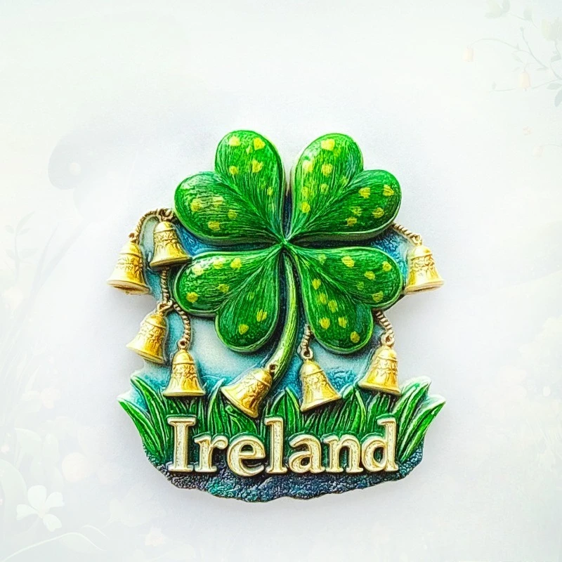 Imán para Refrigerador con Diseño de Trébol Irlandés - Amuleto Celteco 3D de la Suerte, Recuerdo Irlandés Único, Regalo Irlandés para Viajes y Decoración del Hogar
