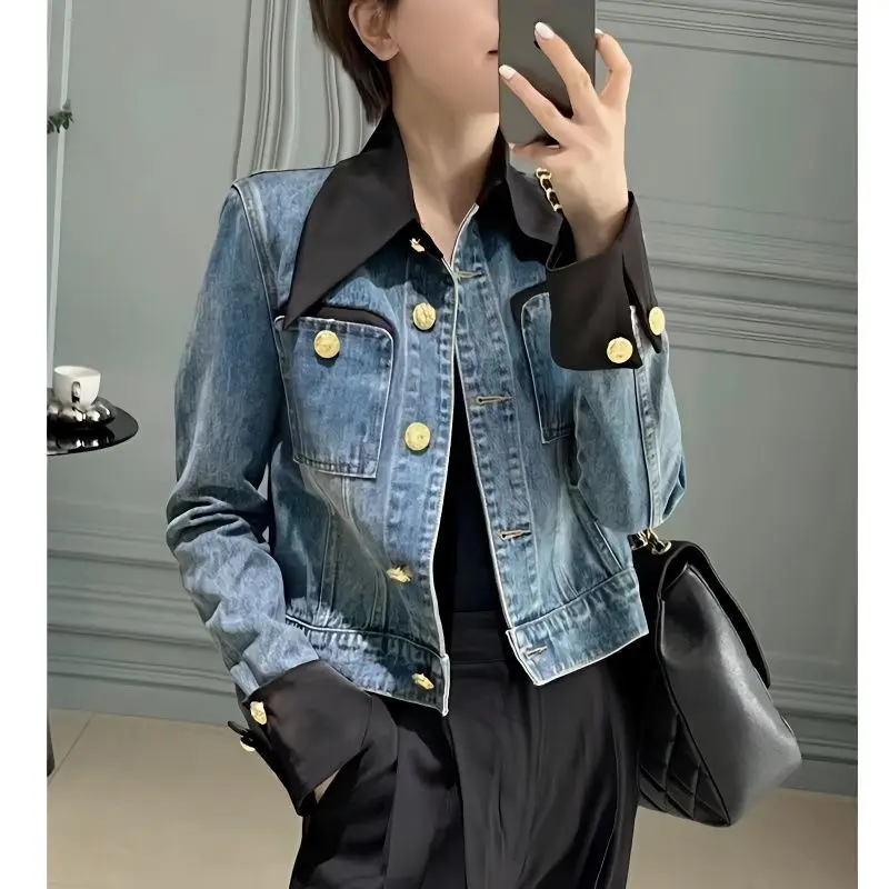 

European Style Short Women, New Spring Design, Unique Patchwork, Loose Thin Retro Trendy Ins Style