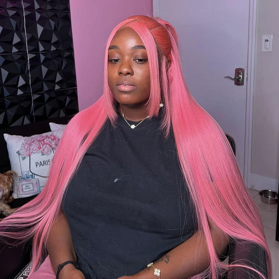 

Pink Wig 30 Inch Bone Straight Colored Brazilian Wigs On Sale Lace Front Human Hair Wig 13x6 13x4 Hd Lace Frontal Wigs