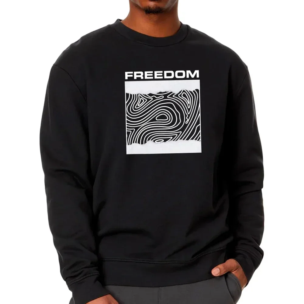 Freedom Art Printed Long Sleeve Hoodies Oversize Sweatshirt Thick Plush Warm Pullover Autumn Winter Mens Clothing New in Tops