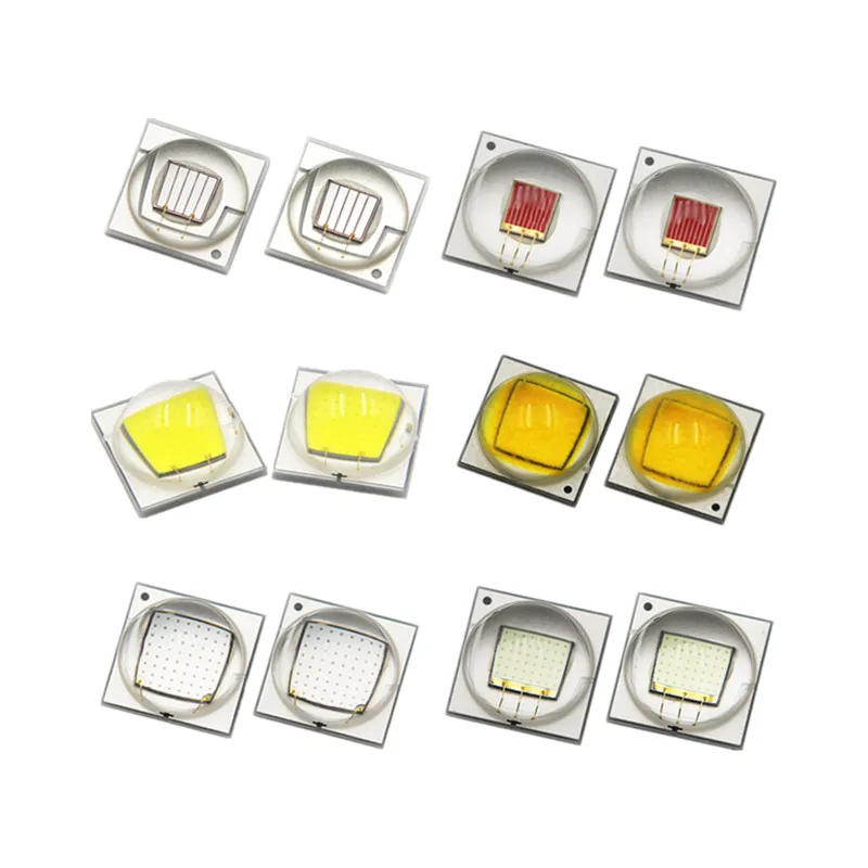 50pcs LED SMD 5050 chip XML2 T6 U2 10W high power Beads White 6000k warm red green blue UV diodes Ceramic base silicone lens