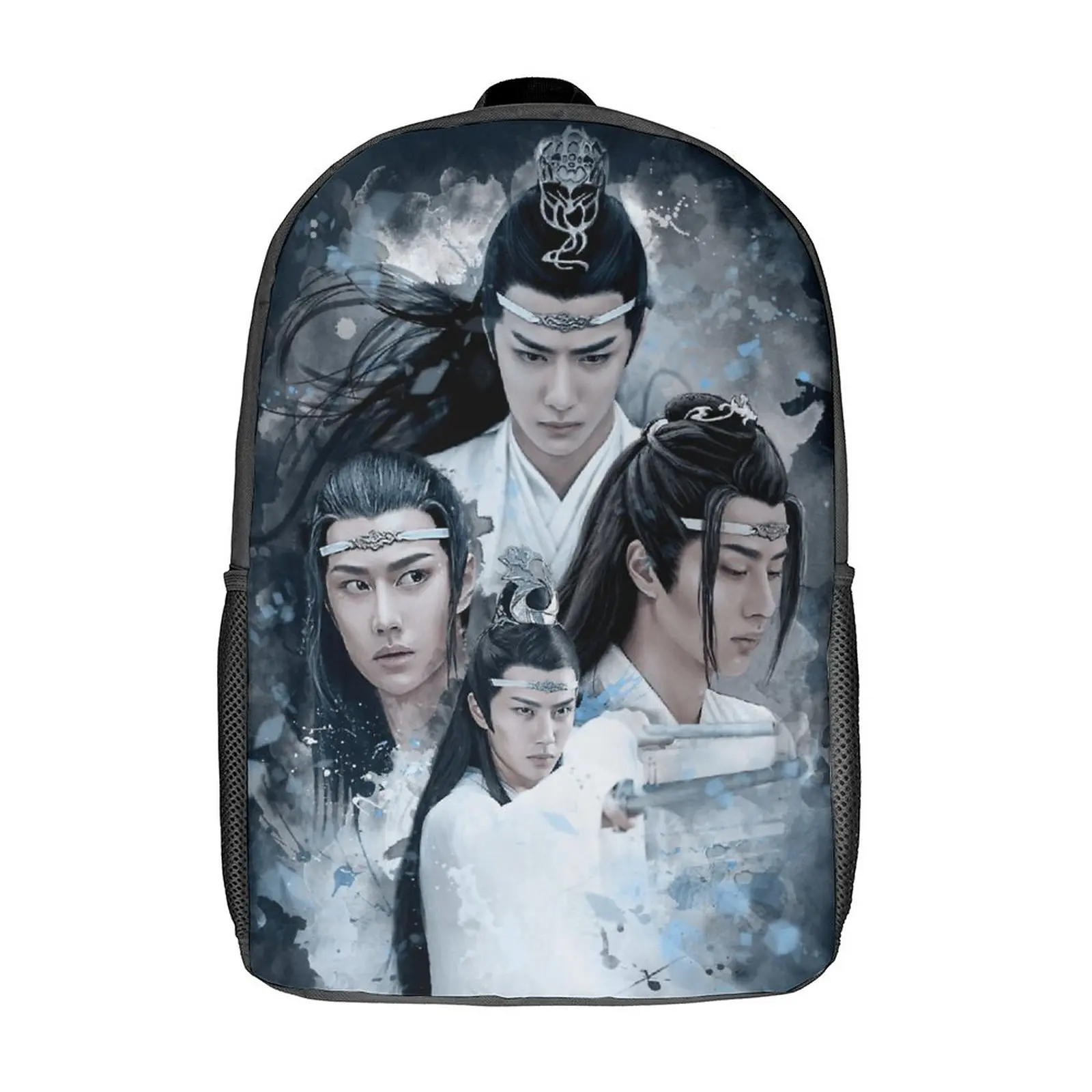 The Untamed. Lan Wangji ransel 3 in 1 Set 17 inci, tas pena makan siang tahan lama nyaman perjalanan grafis keren