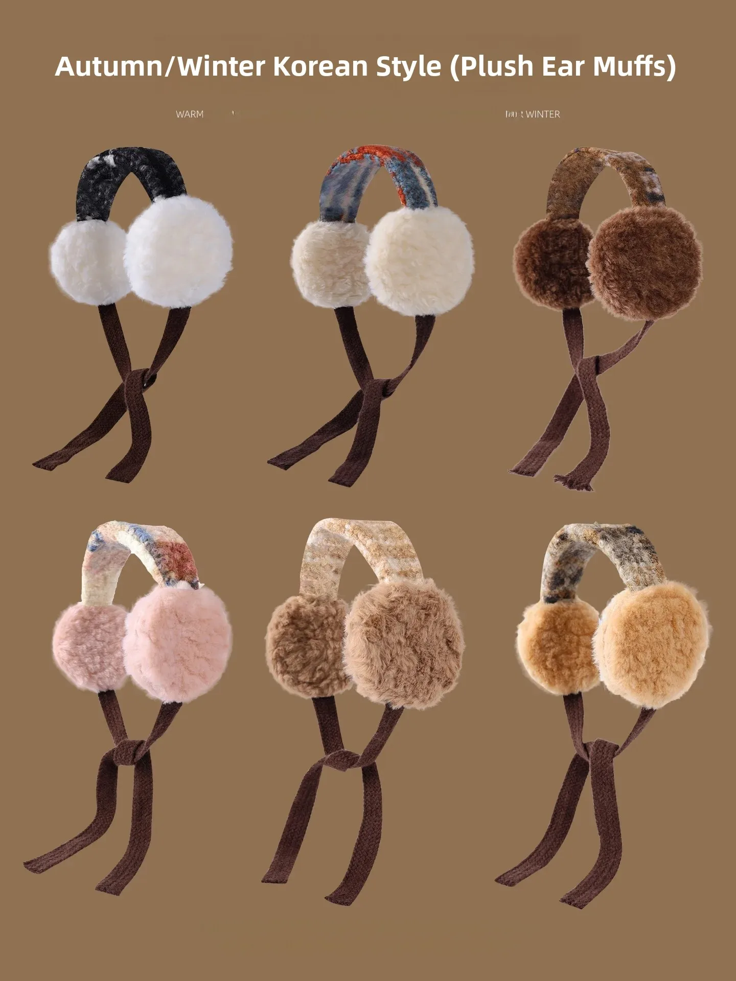 Retro Korean Style Lamb Velvet Ear Muffs Women's Winter Cycling Warm Ear Protection Anti-Freeze Plush Ear Covers