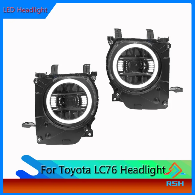 For Toyota LC76 Headlight Assembly 2024 Model Modified To G-Wagon Style Land Cruiser LED Projector With DRL Head Lights