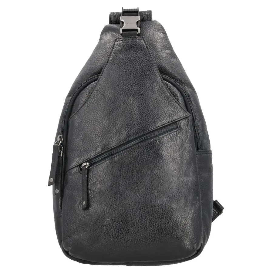 

Large Leather Sling Backpack with Locking Zippers Black
