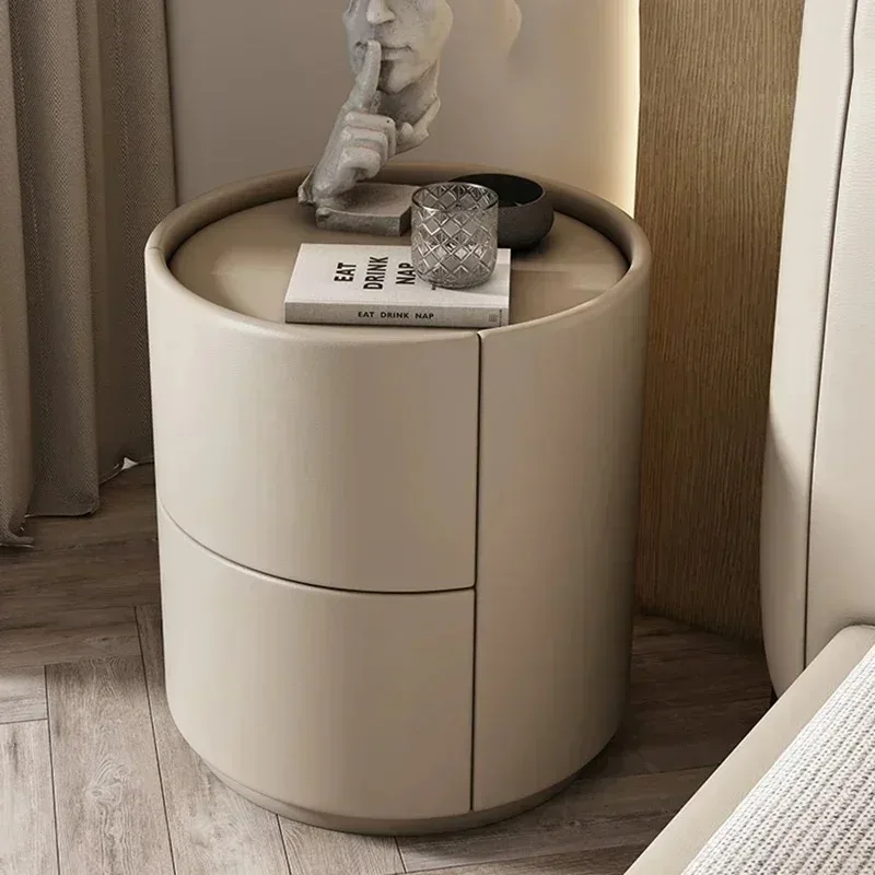 

Round Italian Luxury Nightstands Minimalist Nordic Organizers Side Table Drawers Narrow Bedroom Storage Muebles Home Furniture