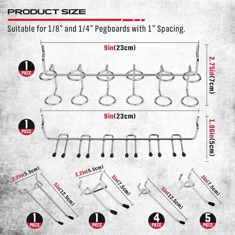 121Pcs Pegboard Hooks Assortment - Durable Pegboard Accessories,For Tool Organization, Ideal For Garage, Workshop