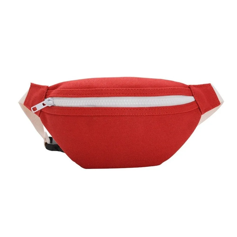 Solid Color Children Waist Bag 1PC Canvas Material Fanny Pack Adjustable Strap Casual Style Crossbody Shoulder Bag Travel Use