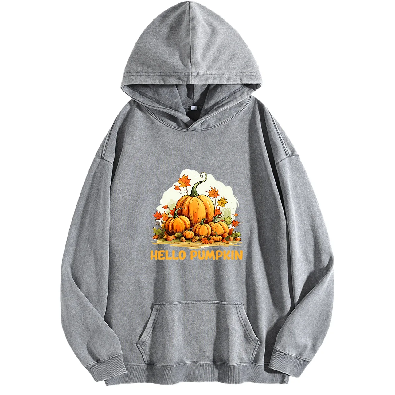 سترة بقلنسوة برسومات كلاسيكية مغسولة للرجال من Hello Pumpkin، بلوفر ريترو متعثر، سويت شيرت كاجوال ملابس الشارع