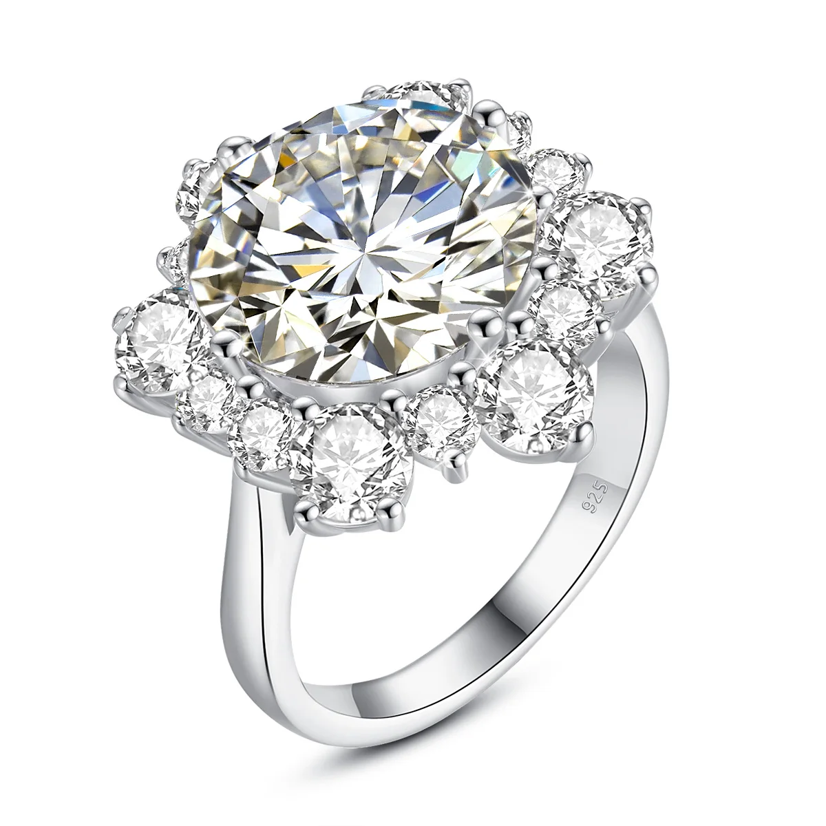 Massiver Rundschliff 13mm 8ct Moissanit-Ring mit Zertifizierung Luxus-Hochzeitsschmuck für Frauen Verlobungsgeschenk Testbestanden – Detail 7
