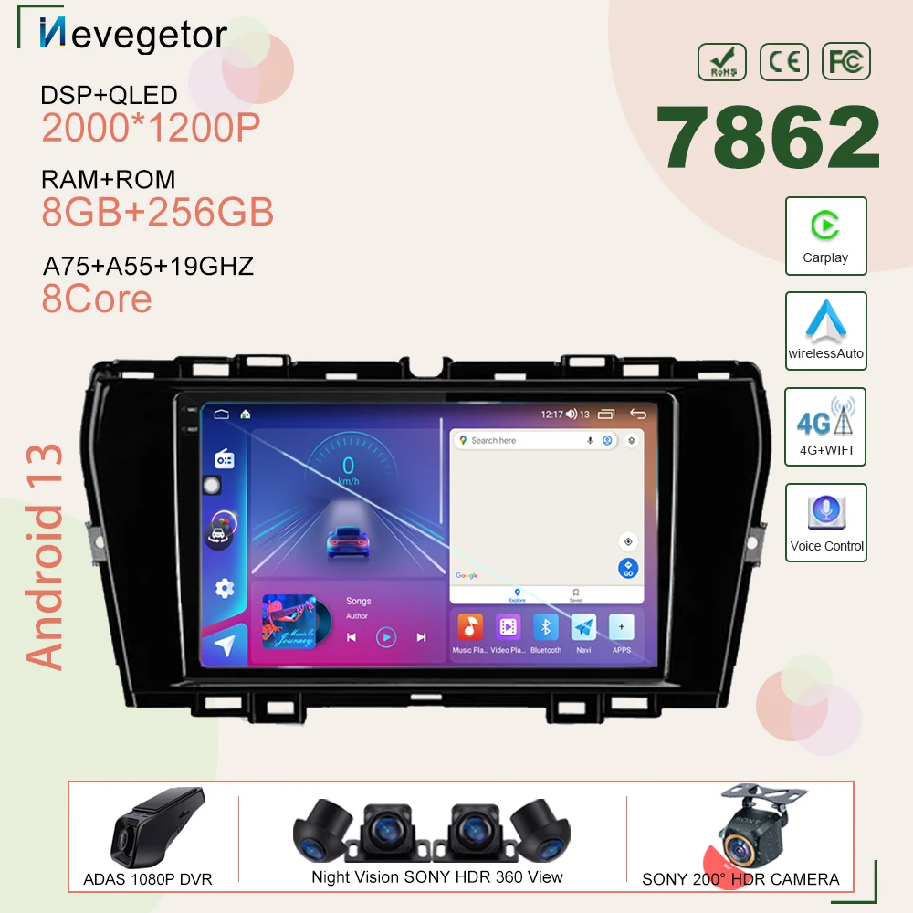 

7862 For SsangYong Tivoli 2019 - 2021 Android 13 Multimedia Car Player Auto RHD QLED Screen Carplayer GPS Navigation 5G Wifi BT