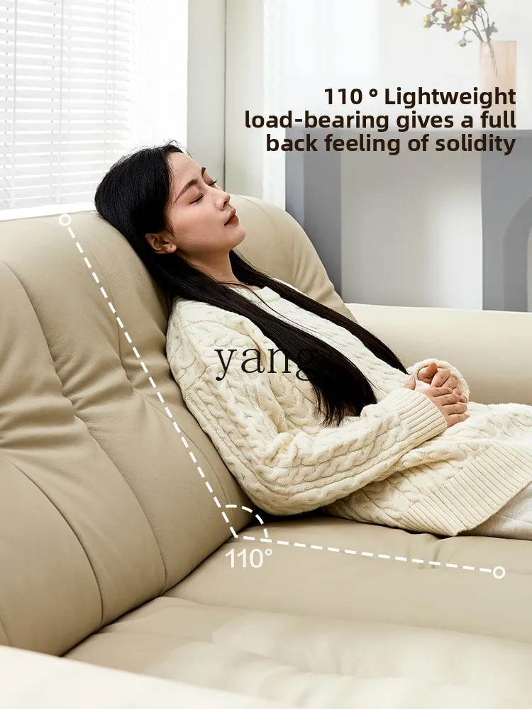 LH modern simple leather sofa living room first layer cowhide straight row petal sofa