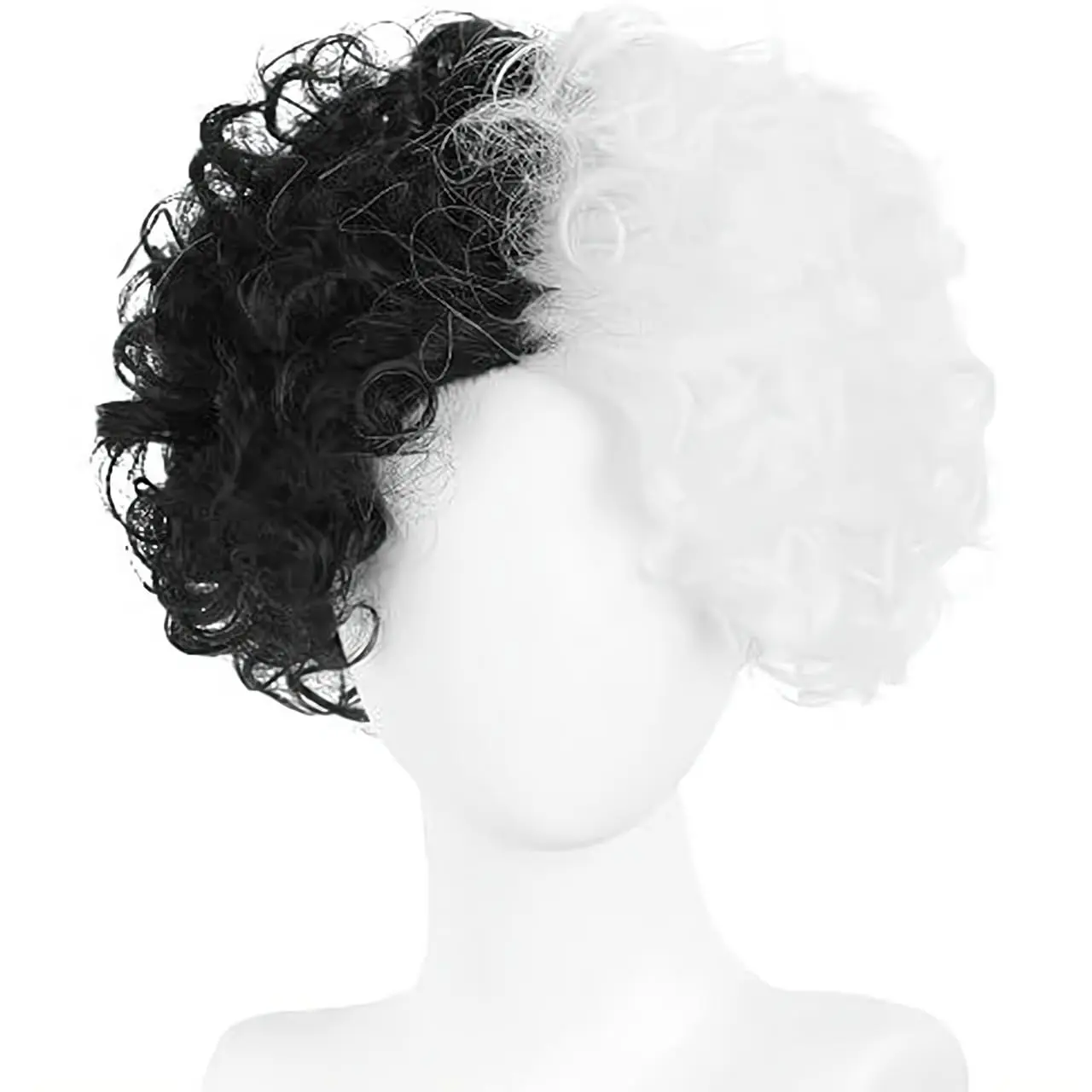 شعر مستعار تأثيري أبيض وأسود الباروكات للنساء زي قصير مستقيم إلى مجعد شعر مستعار بوب متموج مع الانفجارات للحزب تأثيري #4