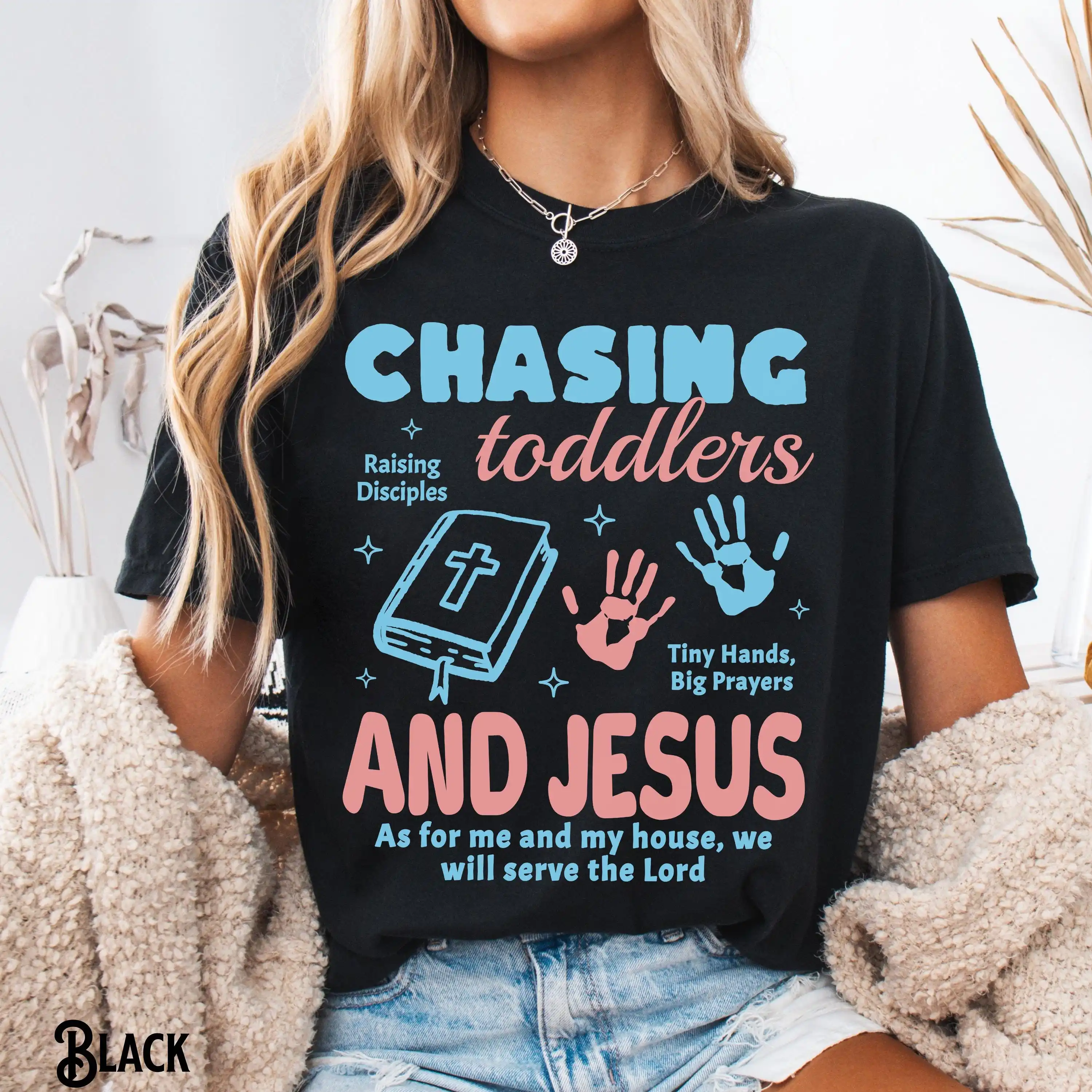 Christian Mom T-Shirt, Unisex Tee, Jesus Lover, Chasing Toddlers, Funny, Mama, Mother's Day, Raising Disciples Gift Tee T-shirt