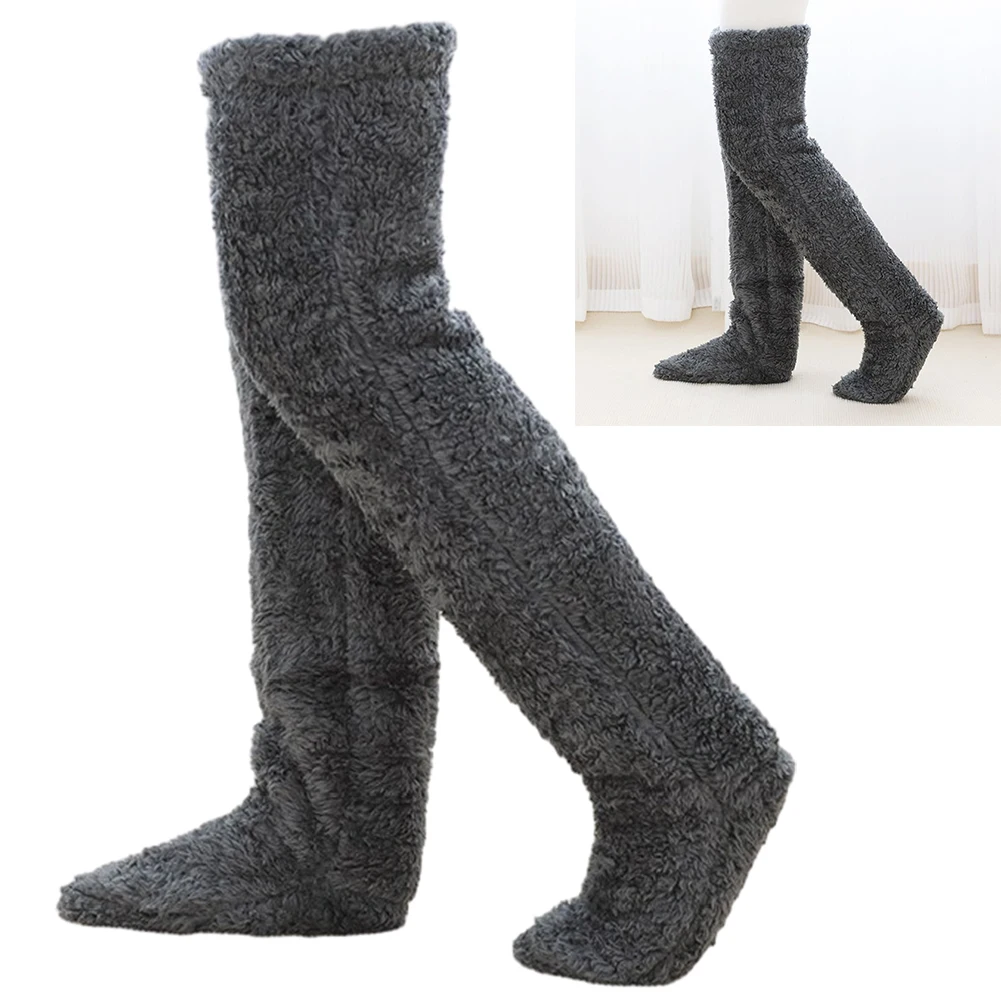 Winter Cozy Socks Cozy Fuzzy Slipper Socks Thickened Plush Knee Protection Stockings Plush Slipper Stockings for Home Sleeping