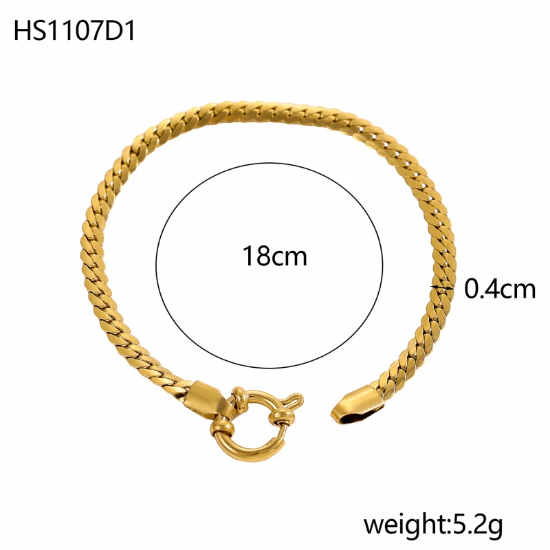 Wasserdichte vergoldete Modeschmuck-Armbänder mit Federverschluss, Büroklammerkette, Schlange, anlaufgeschützt, kubanische Halskette, DIY-Schmuck – Detail 2