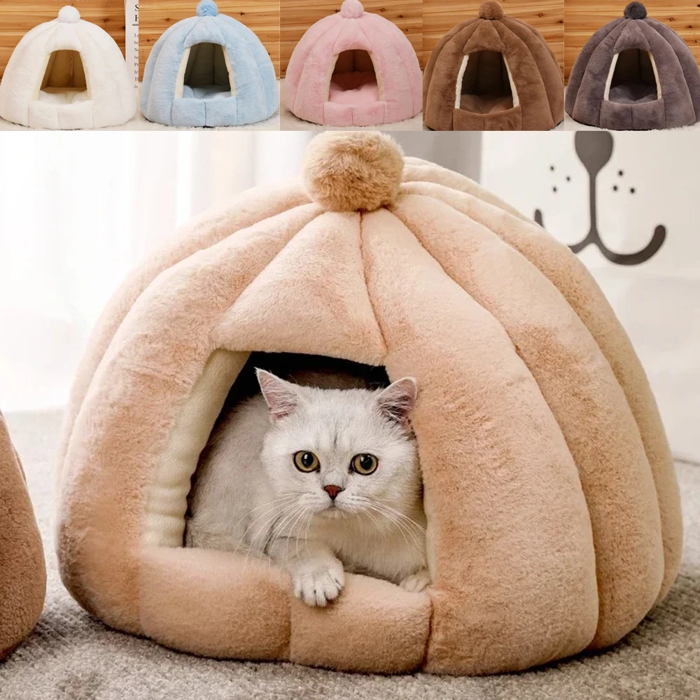 

Deep Sleep Pumpkin Kennel Semi-closed Cats Kennel Rabbit Fur Autumn and Winter Nest Pad Pet Kennel Small and Medium-sized Dogs