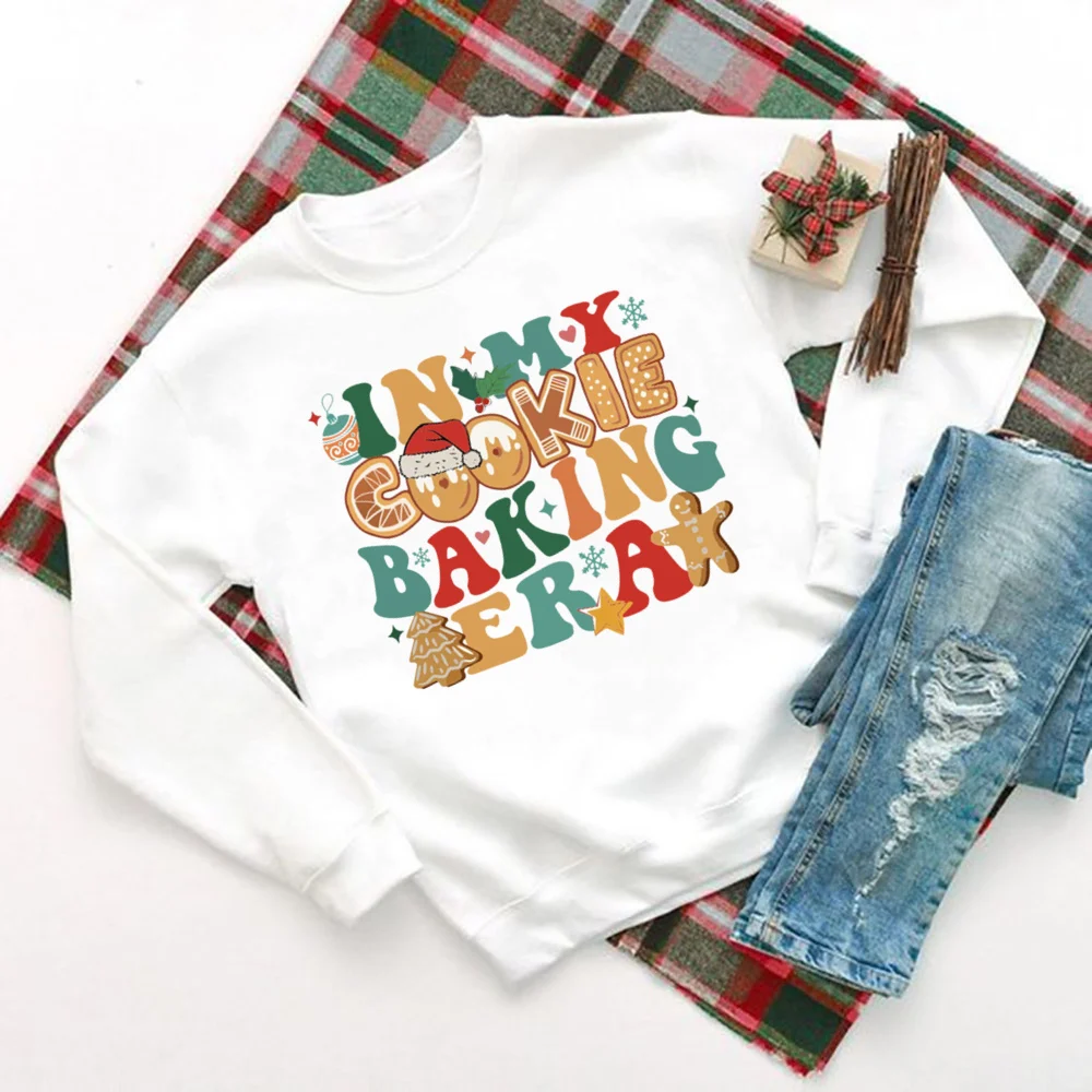 In My Christmas Era Printed Sweatshirt Women Christmas Party Hoodie Tops Holiday Sweater  Girls Xmas Outfit Pullover Sweatshirts