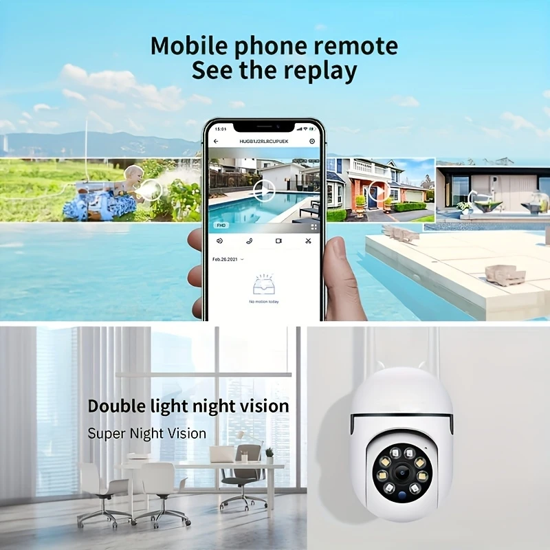 Ease Life App 2PCS 1080P Waterproof Bulb Surveillance Camera Color Night Vision Motion Tracking Indoor Outdoor Security Y108