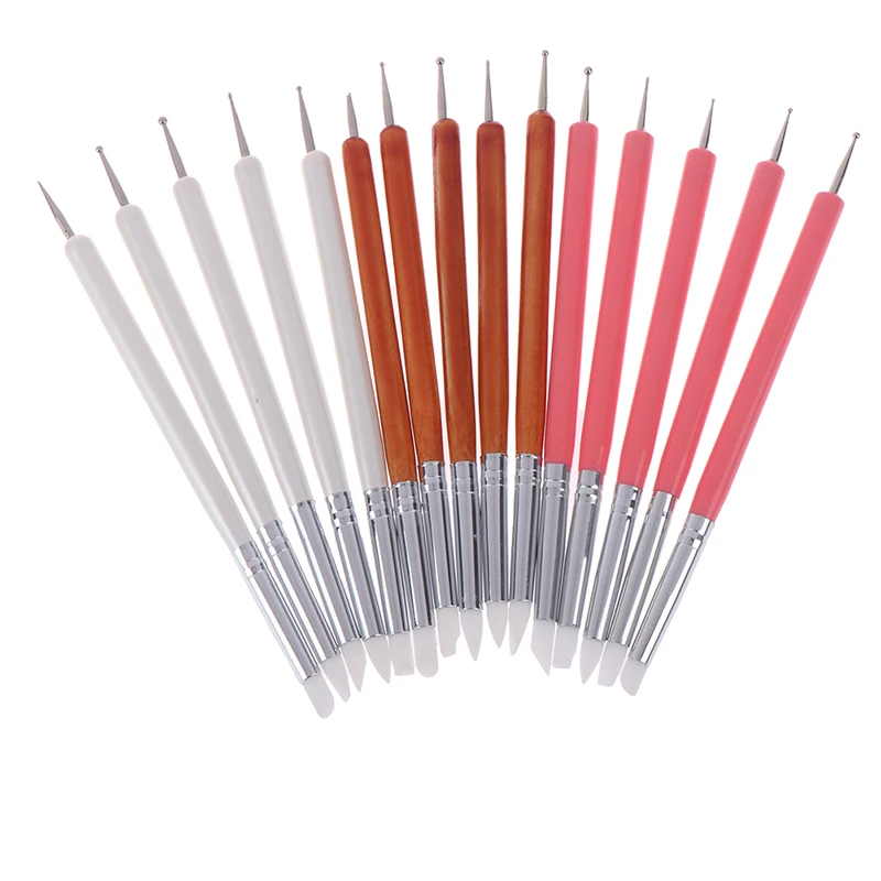 5pcs/Set soft pottery clay tool silicone+stainlestwo head sculpting art tool