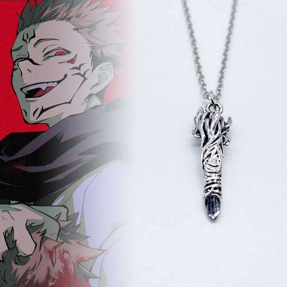 Antique Silver Carved Finger Pendant Necklace Gothic Punk Unisex Metal Chain Vintage Cosplay Charm Jewelry Gift For Men Women