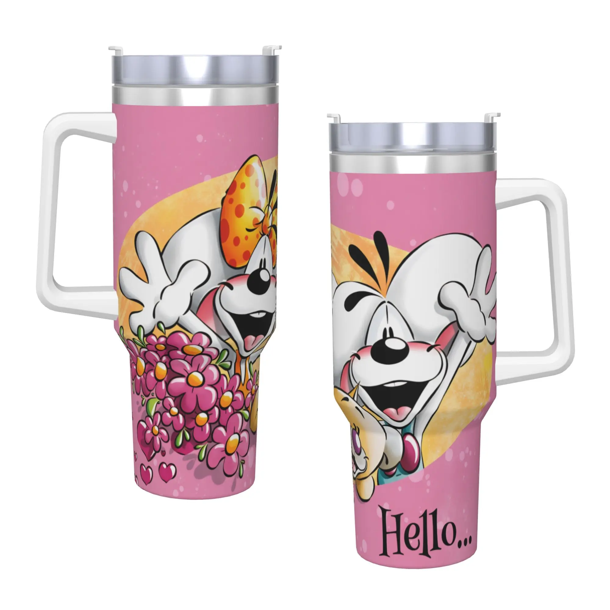 Stainless Steel Tumbler Comic Cartoons Diddl  Mugs Cup With Straws Travel Hot Drinks Water Bottle Heat Large Capacity Coffee Mug