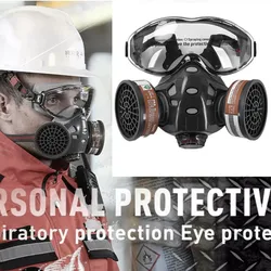 Gas Mask With Filters Full Face Protective Mask For Spray Painting Chemical Industrial Respirator Anti-Fog Glass